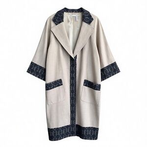 Classiques Entier Beige & Black Linen & Lace Trim Duster Jacket/Coat